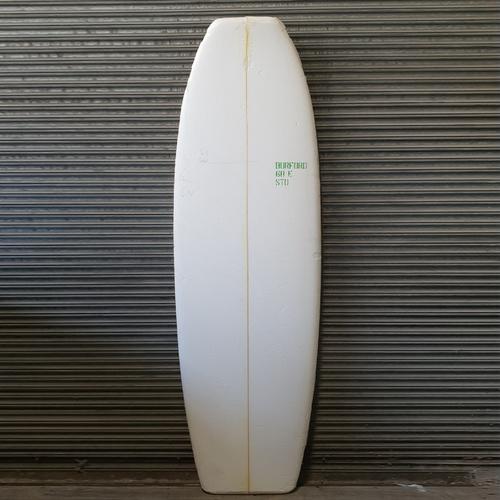 Raw foam surfboard blank.