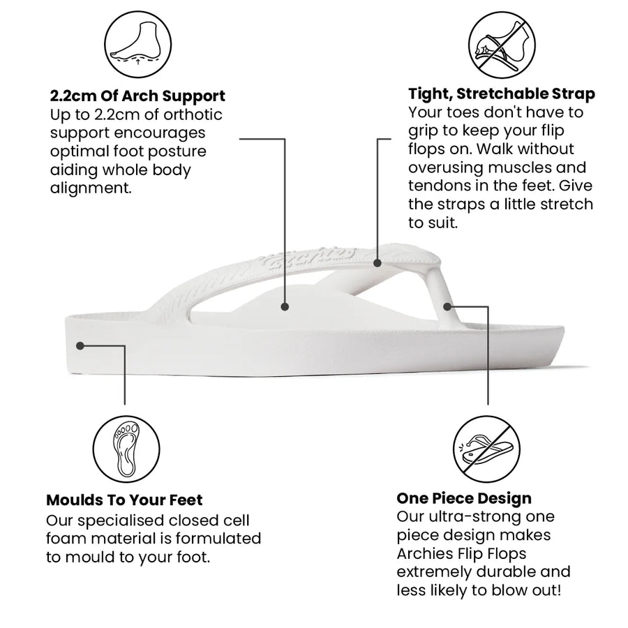 Archies Arch Support Thongs in White