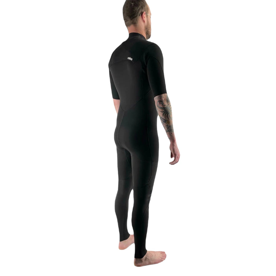 C-Skins Session GSB 2/2 Mens Chest Zip Short Sleeve Steamer Black / Black / Silver Grey Mens Wetsuits C-Skins