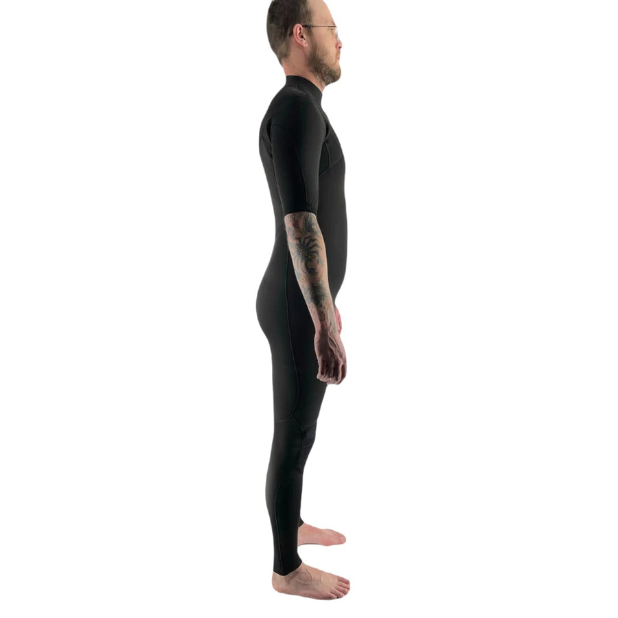 C-Skins Session GSB 2/2 Mens Chest Zip Short Sleeve Steamer Black / Black / Silver Grey Mens Wetsuits C-Skins