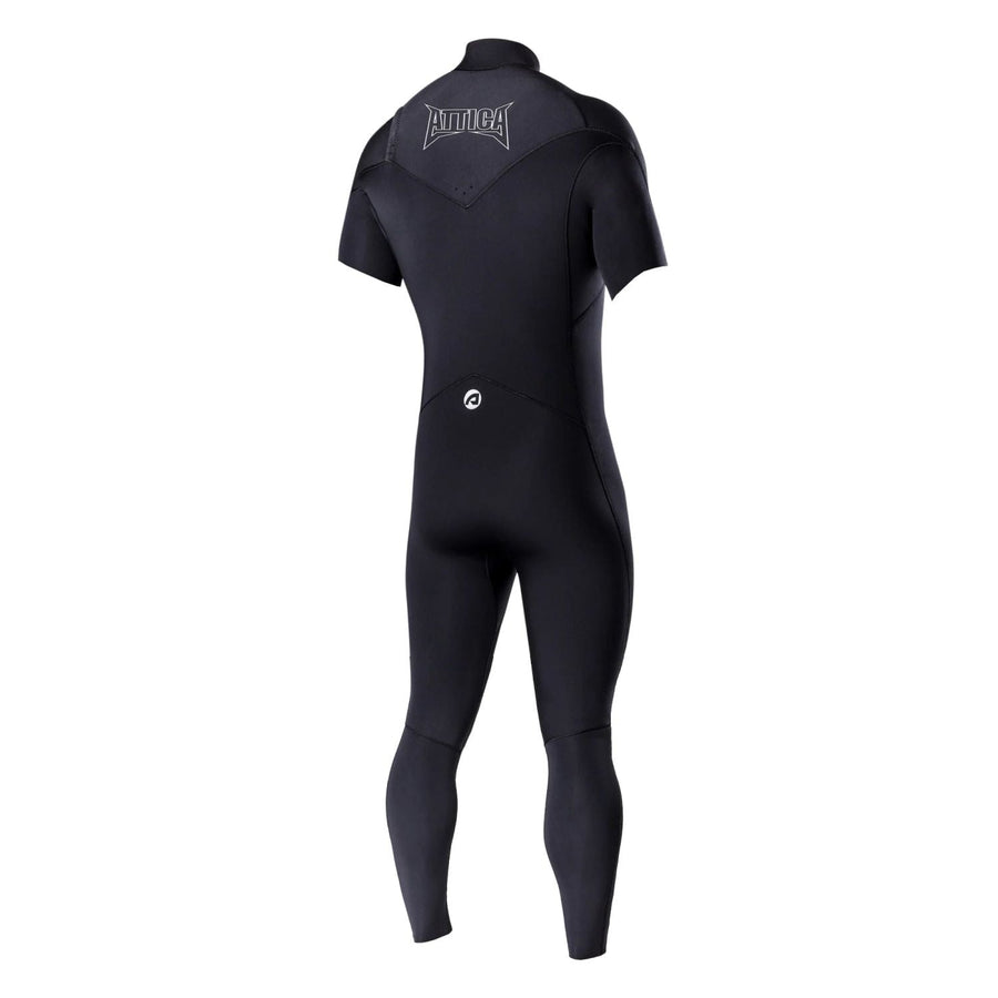 Attica Omega Chest Zip 3/2 Short Sleeve Steamer: Black/White Mens Wetsuits Attica