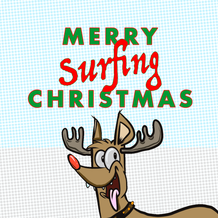 Merry Surfing Christmas from Melbourne Surfboard Shop and Santas Surfing Reindeer, Rudolph.