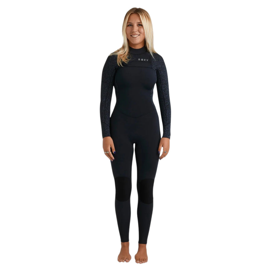 Roxy 4/3mm Swell Natural Chest Zip Wetsuit - Animal Print