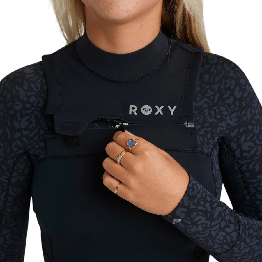 Roxy 4/3mm Swell Natural Chest Zip Wetsuit - Animal Print