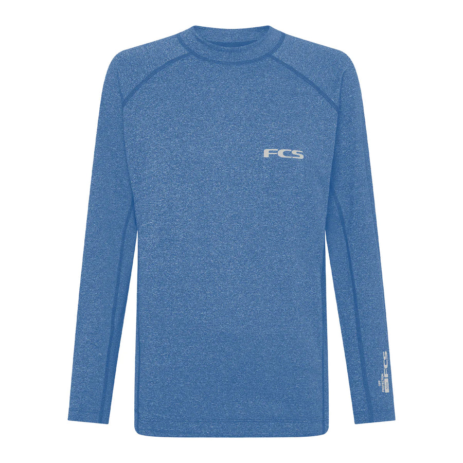 FCS Essential Long Sleeve Rash Vest - Heather Tranquil Blue