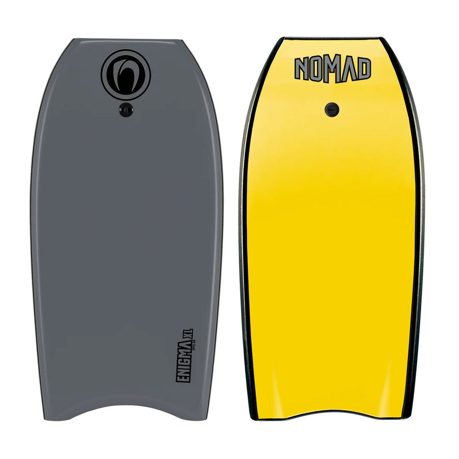 Nomad Enigma XL bodyboards in dark grey and yellow from Melbourne Surfboard Shop
