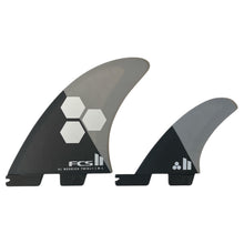 FCS II Al Merrick surfboard fins set, black and grey, for Melbourne surf shop hardware.