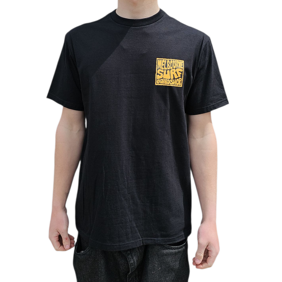 Melbourne Surf Board Shop Stamp Logo - Black/Yellow