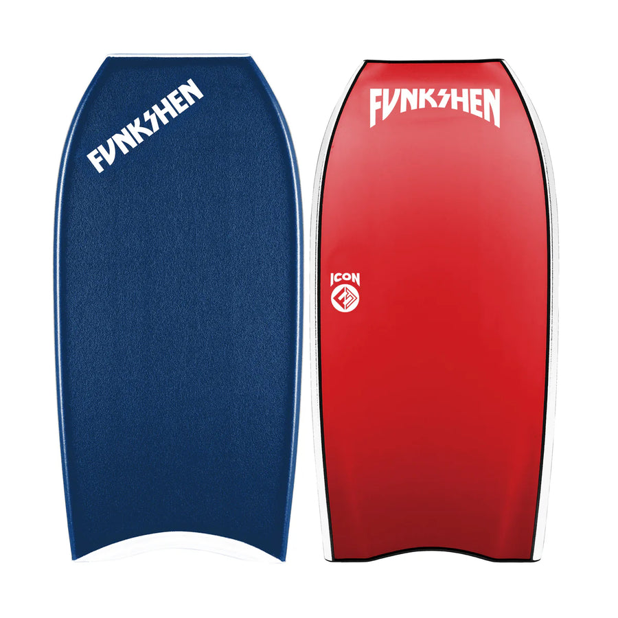 Funkshen Icon bodyboard in midnight blue and red, surf hardware at Melbourne Surfboard Shop