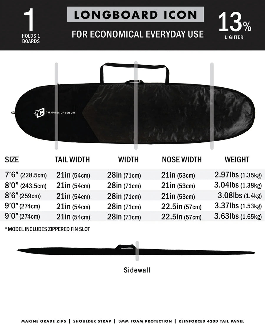 Creatures of Leisure Longboard Icon Lite Black Silver