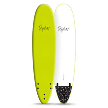 Bright yellow 7ft6 Ryder surfboard with white base, sold at Melbourne Surfboard Shop.