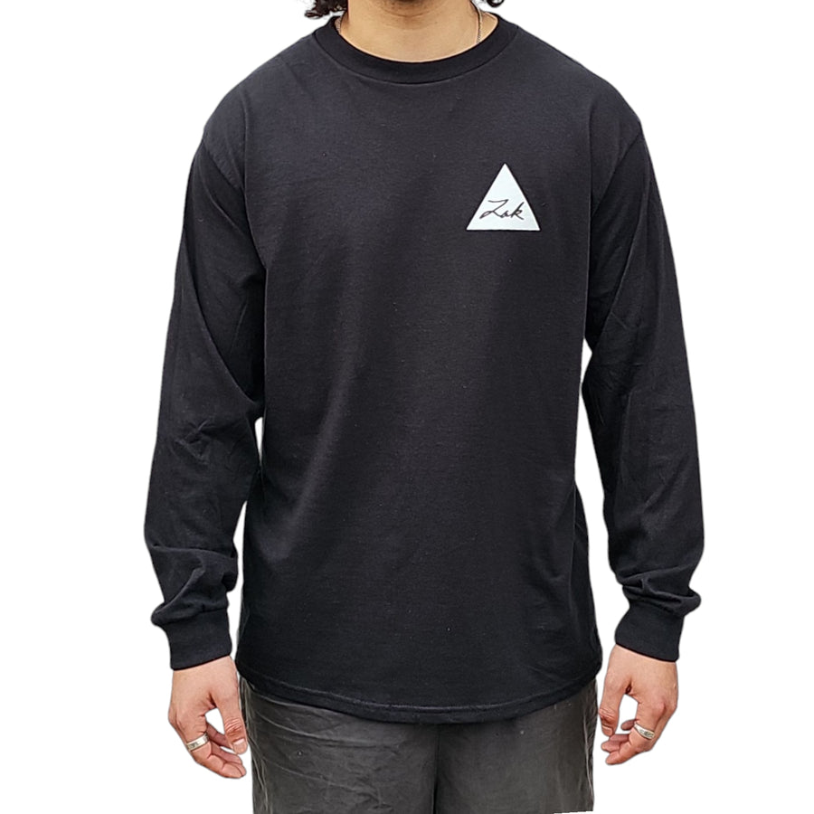 Zak Surfboards Long Sleeve White Triangle Logo in Black