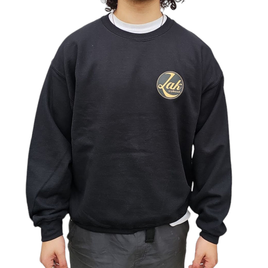 Zak Surfboards Crew Neck Sweater Retro Circle Logo Black/Gold in Black