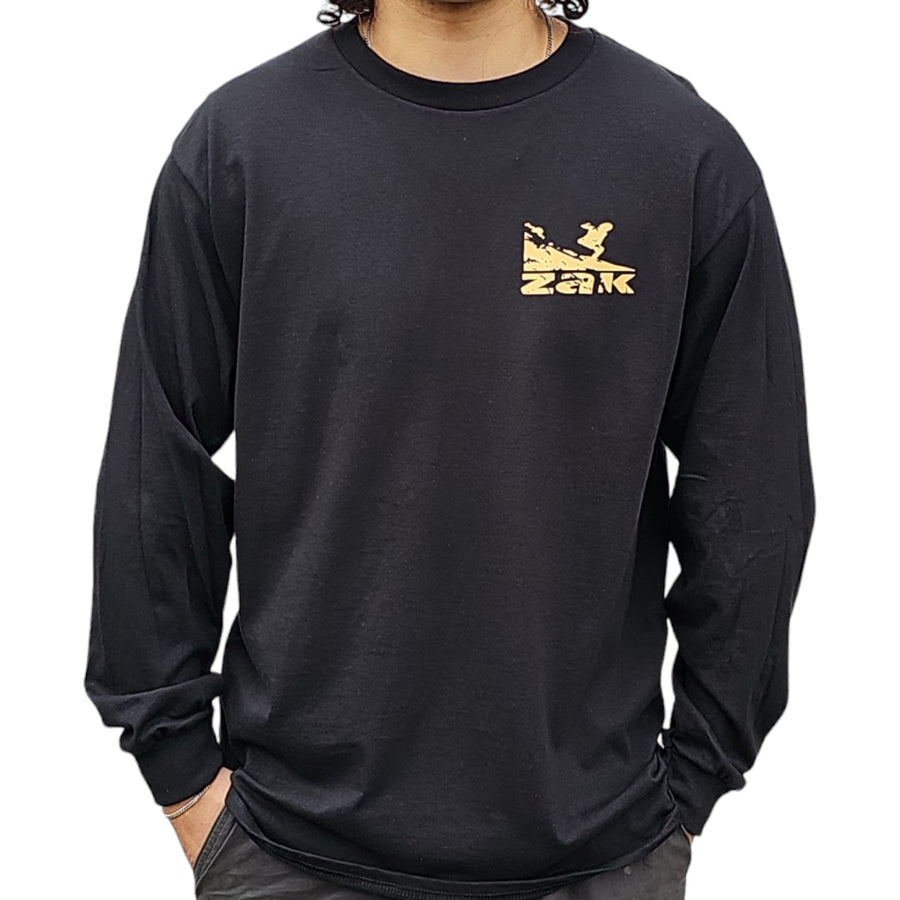 Zak Surfboards Long Sleeve Gold Surf Logo in Black