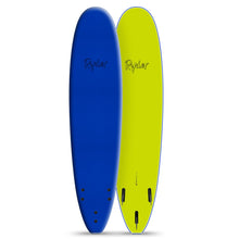 Blue and yellow Ryder surfboards with fins, Melbourne surfboard shop product photo