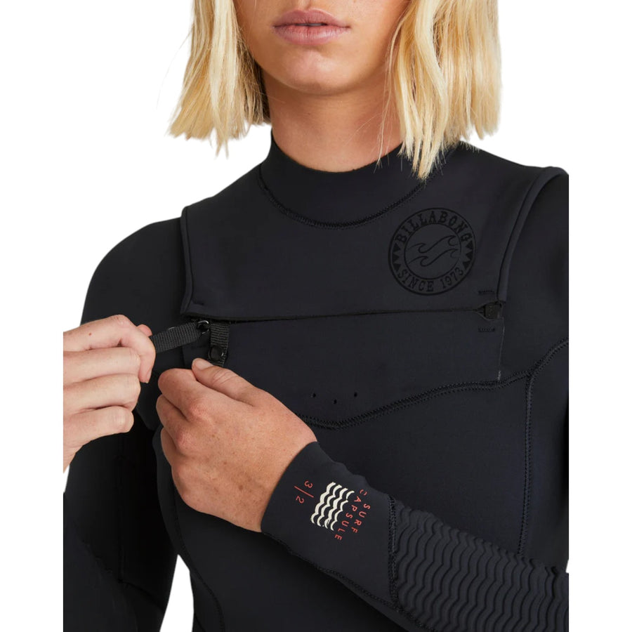 Billabong Womens 4/3mm Salty Dayz Natural Chest Zip Steamer Wetsuit