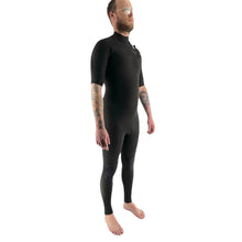 C-Skins Session GSB 2/2 Mens Chest Zip Short Sleeve Steamer Black / Black / Silver Grey Mens Wetsuits C-Skins 