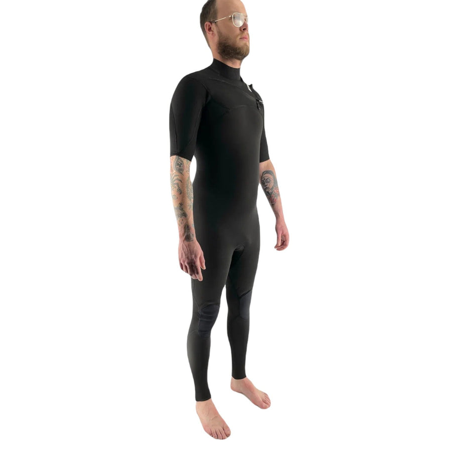 C-Skins Session GSB 2/2 Mens Chest Zip Short Sleeve Steamer Black / Black / Silver Grey Mens Wetsuits C-Skins 