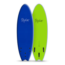 Blue and green Ryder surfboards with twin fin setup at Melbourne Surfboard Shop