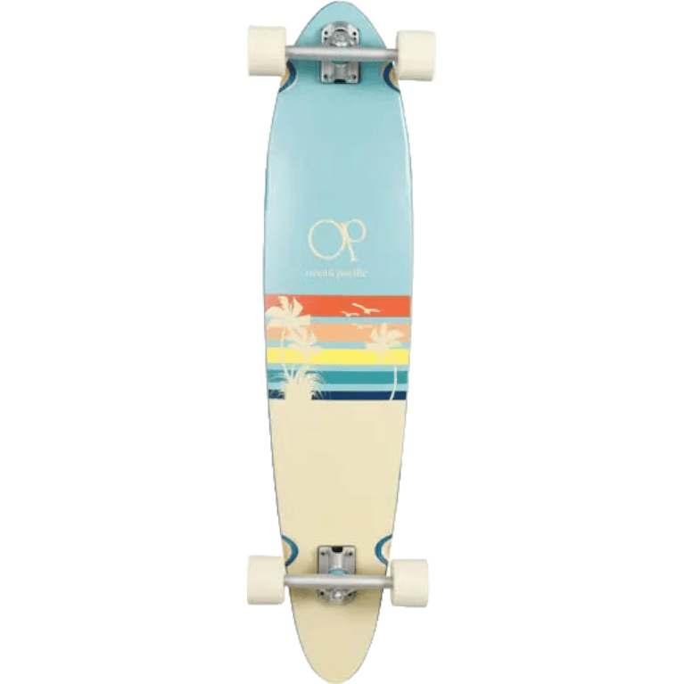 Ocean Pacific Sunset Pintail Skateboard 40" x 8.75" Teal/Off White Skateboard Hardware Ocean Pacific Teal/Off White 