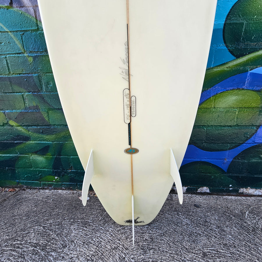(#7700) Nigel Summers Shortboard 7'0" x 19 1/2" x 2 5/8" Glass In Fins