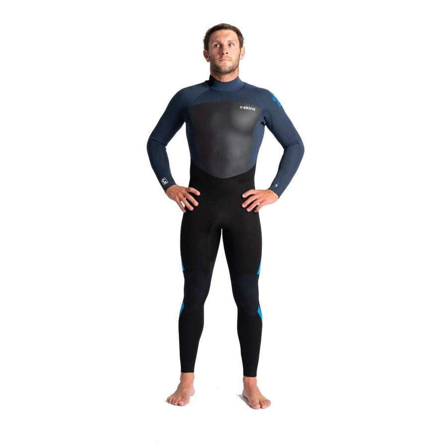 C-Skins Legend 3/2 Mens Back Zip Steamer Black/Bluestone/Cyan Mens Wetsuits C-Skins 