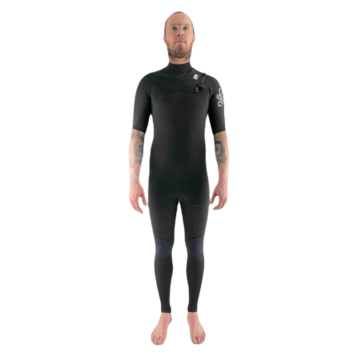 C-Skins Session GSB 2/2 Mens Chest Zip Short Sleeve Steamer Black / Bl ...