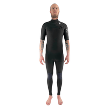 C-Skins Session GSB 2/2 Mens Chest Zip Short Sleeve Steamer Black / Black / Silver Grey Mens Wetsuits C-Skins 