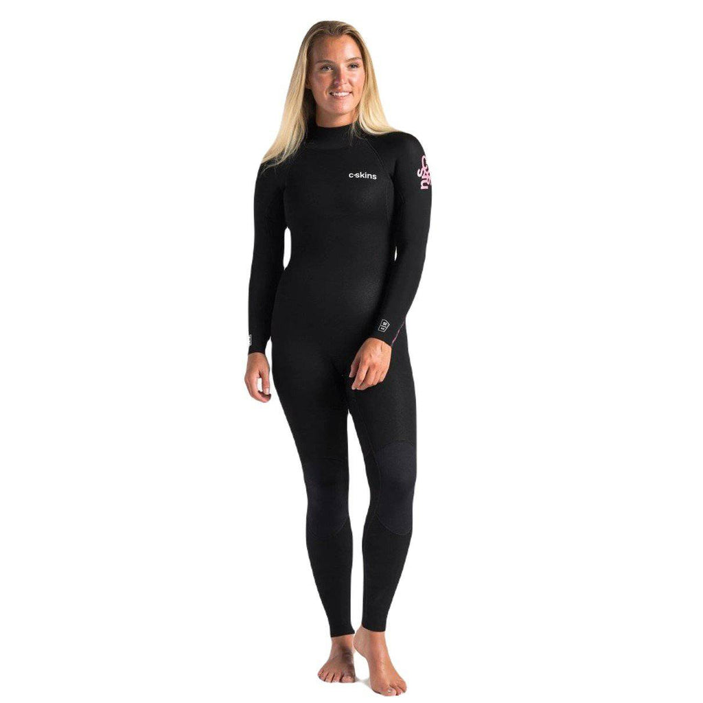 C-Skins Surflite 3/2 Womens Back Zip Steamer Black / Heather Rose / Rose Shade Womens Wetsuits C-Skins 4 