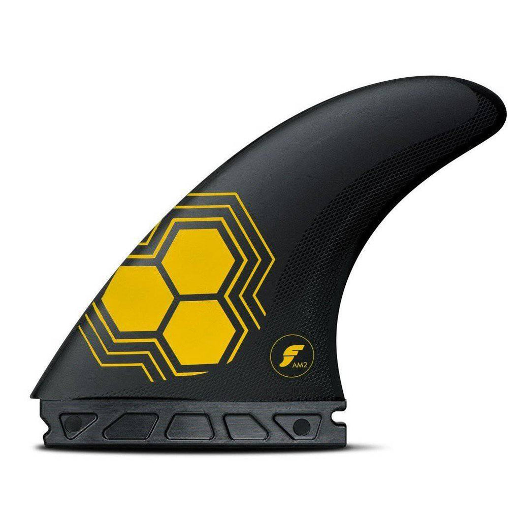 Futures AM2 Thruster Alpha Carbon/Yellow Surfboard Fins Futures 