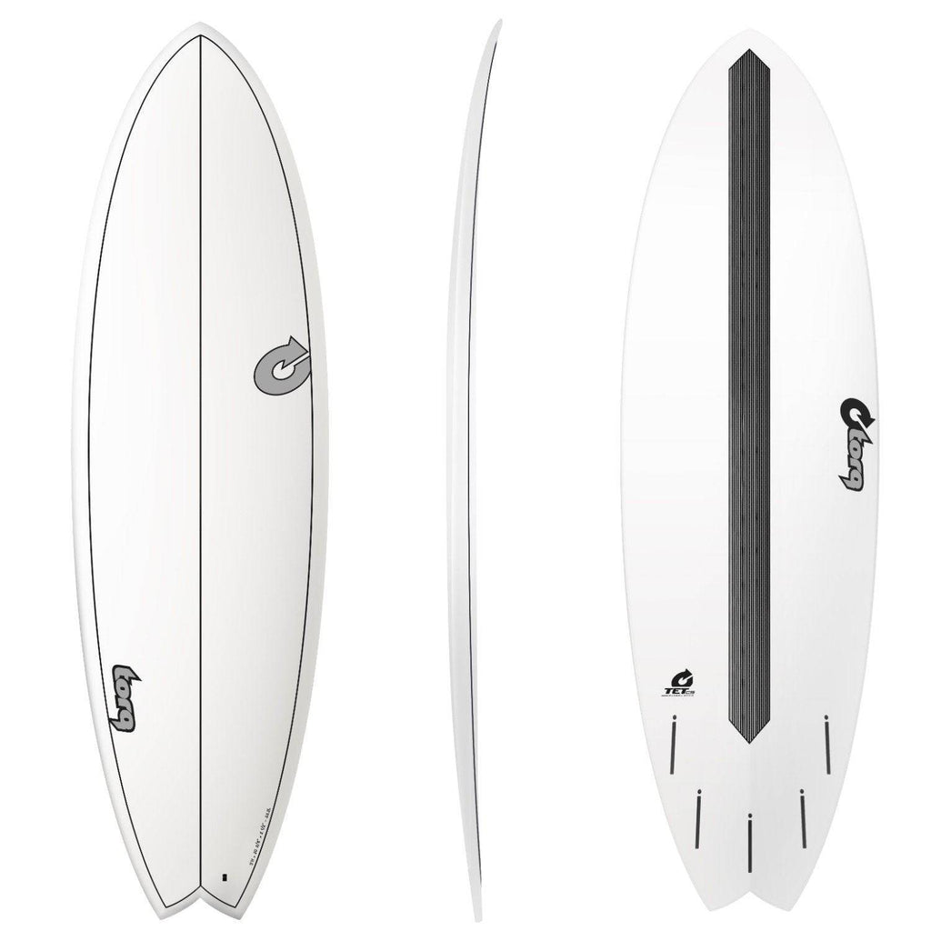 *PRE-ORDER* Torq Mod Fish TET cs 6'6" Surfboards Torq White + Carbon Strip 