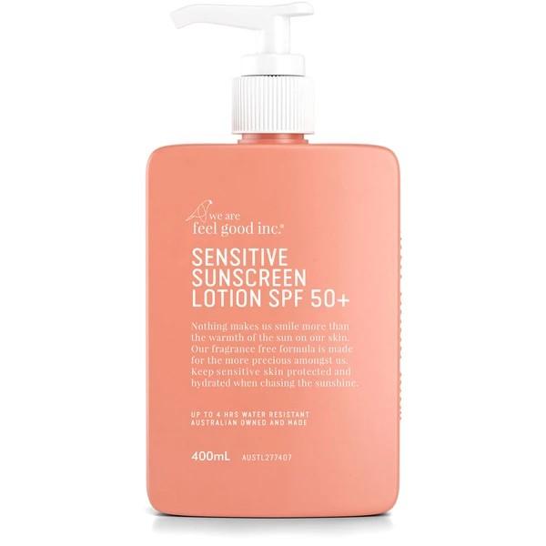 Surf Trip Essentials - We Are Feel Good Inc. - We Are Feel Good Inc. Sunscreen SPF50+ Sensitive 400ml - Melbourne Surfboard Shop - Shipping Australia Wide | Victoria, New South Wales, Queensland, Tasmania, Western Australia, South Australia, Northern Territory.